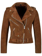 Women’s Suede Leather Biker Jacket