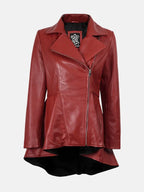 Women���s Red Leather Peplum Jacket