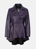 Women's Purple Leather Peplum Jacket