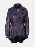 Women's Purple Leather Peplum Jacket