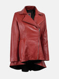 Women���s Red Leather Peplum Jacket
