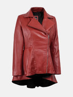 Women���s Red Leather Peplum Jacket
