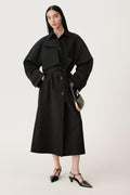 Zara black cropped trench coat front view