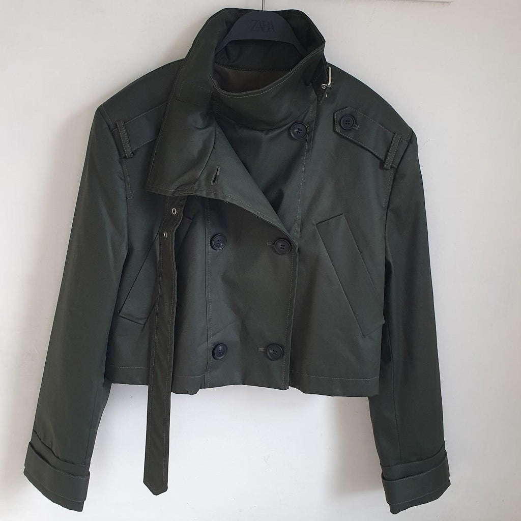 Zara green cropped trench