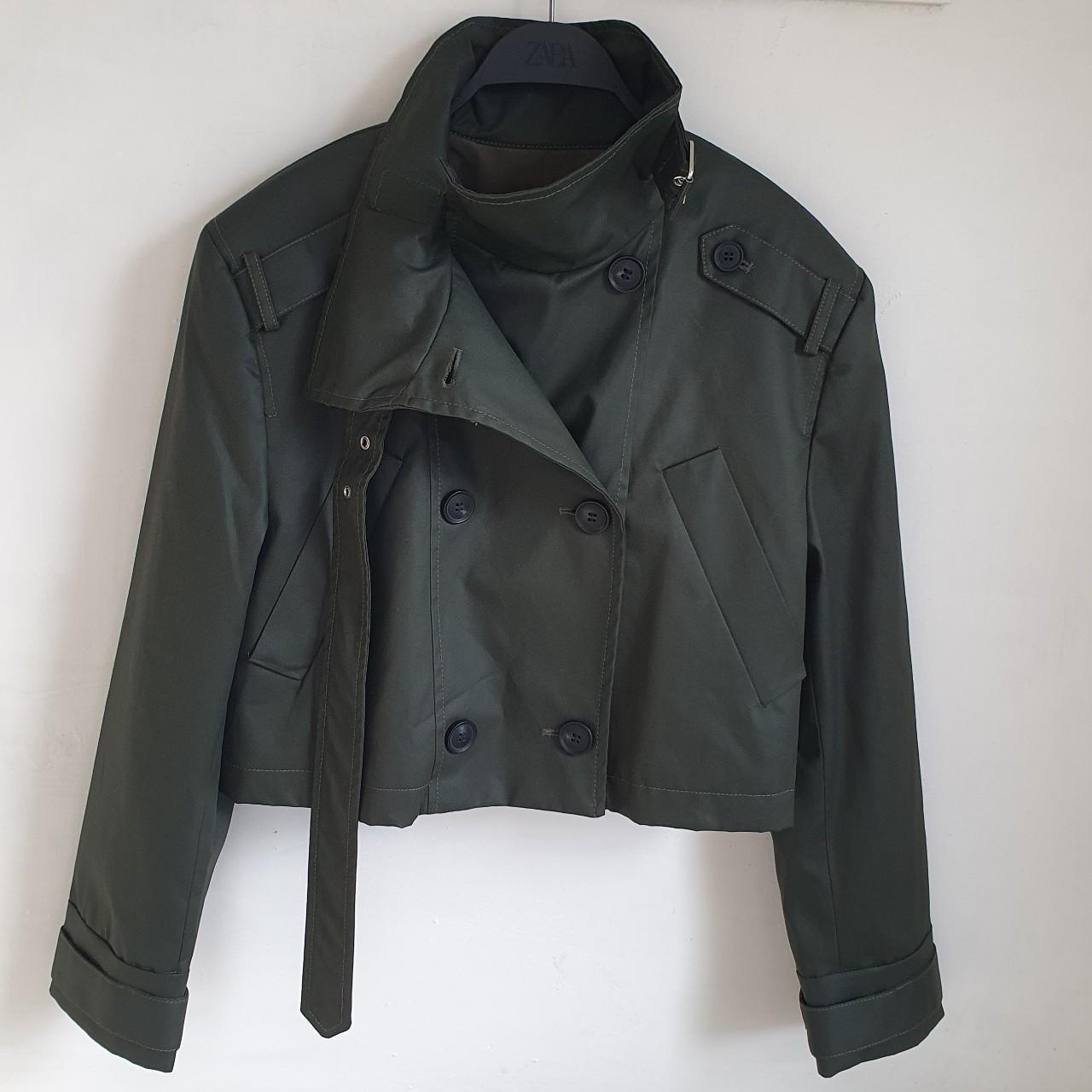 Zara green cropped trench