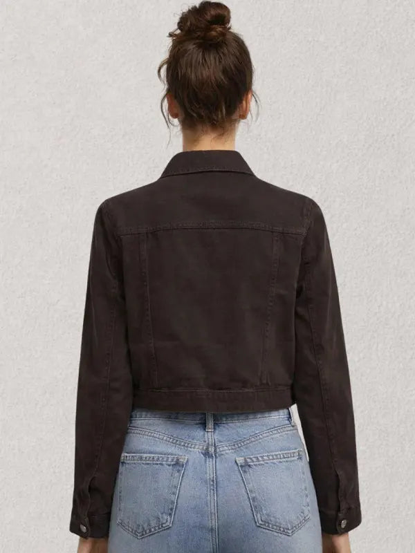 Sydney Auer Women Cropped Cotton Dark Brown Jacket