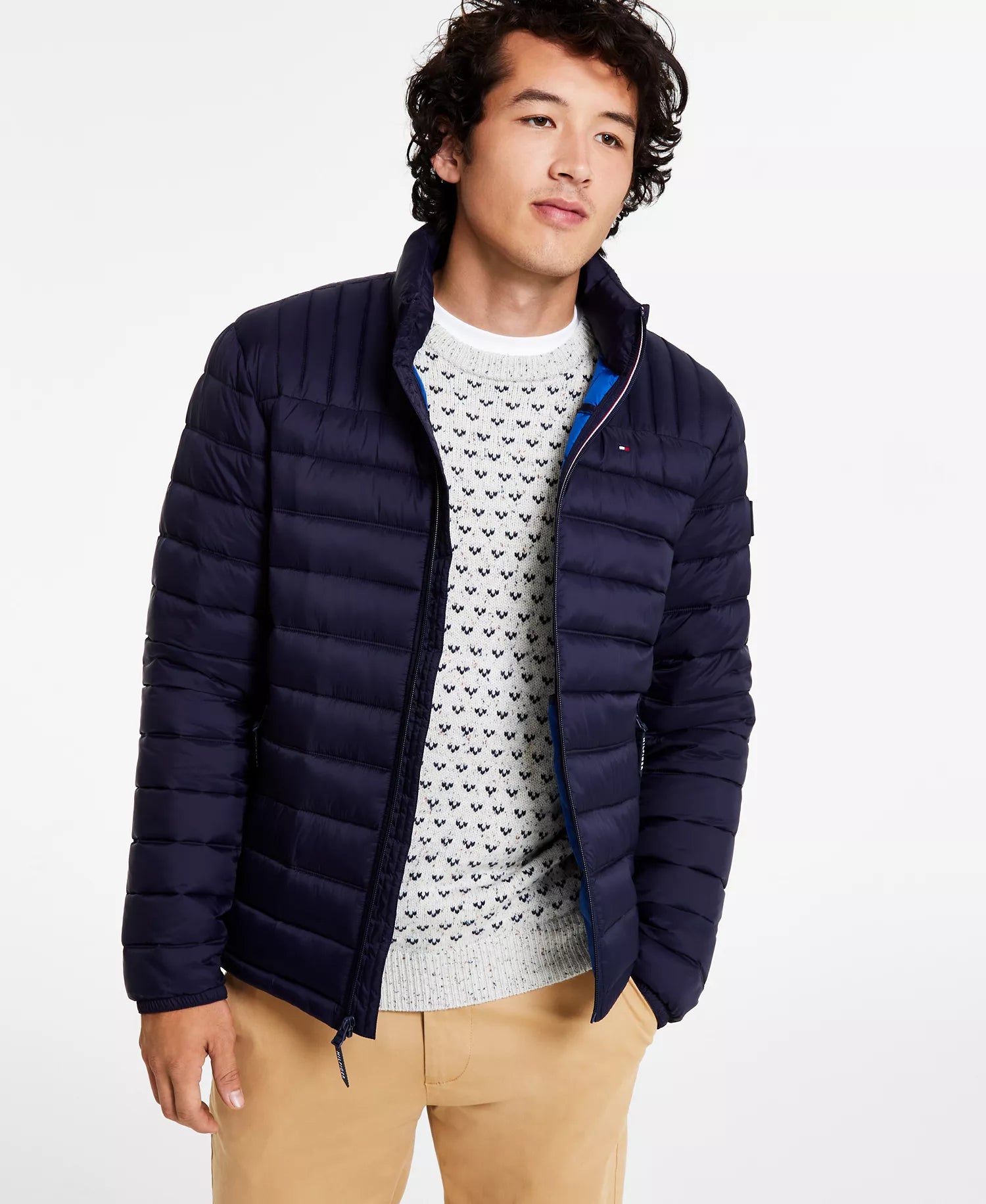 Zip-up men's puffer jacket