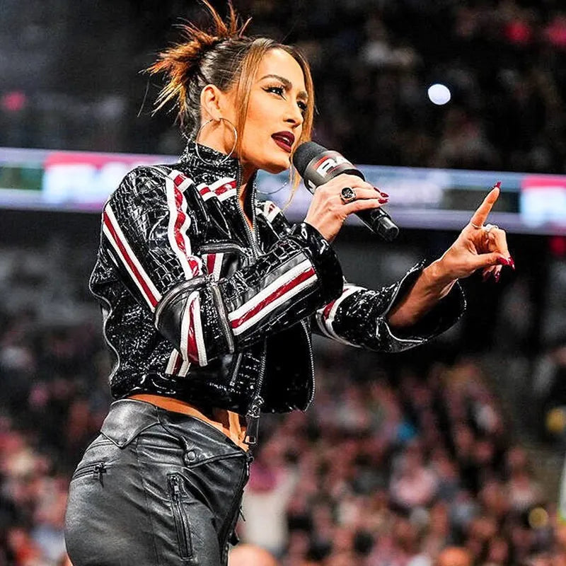 WWE Nikki Bella Cropped Leather Jacket