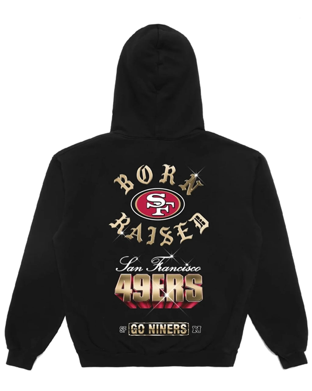 Born x Raised Black San Francisco 49ers Chrome Rocker Hoodie