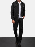 buy Black Suede Trucker Jacket