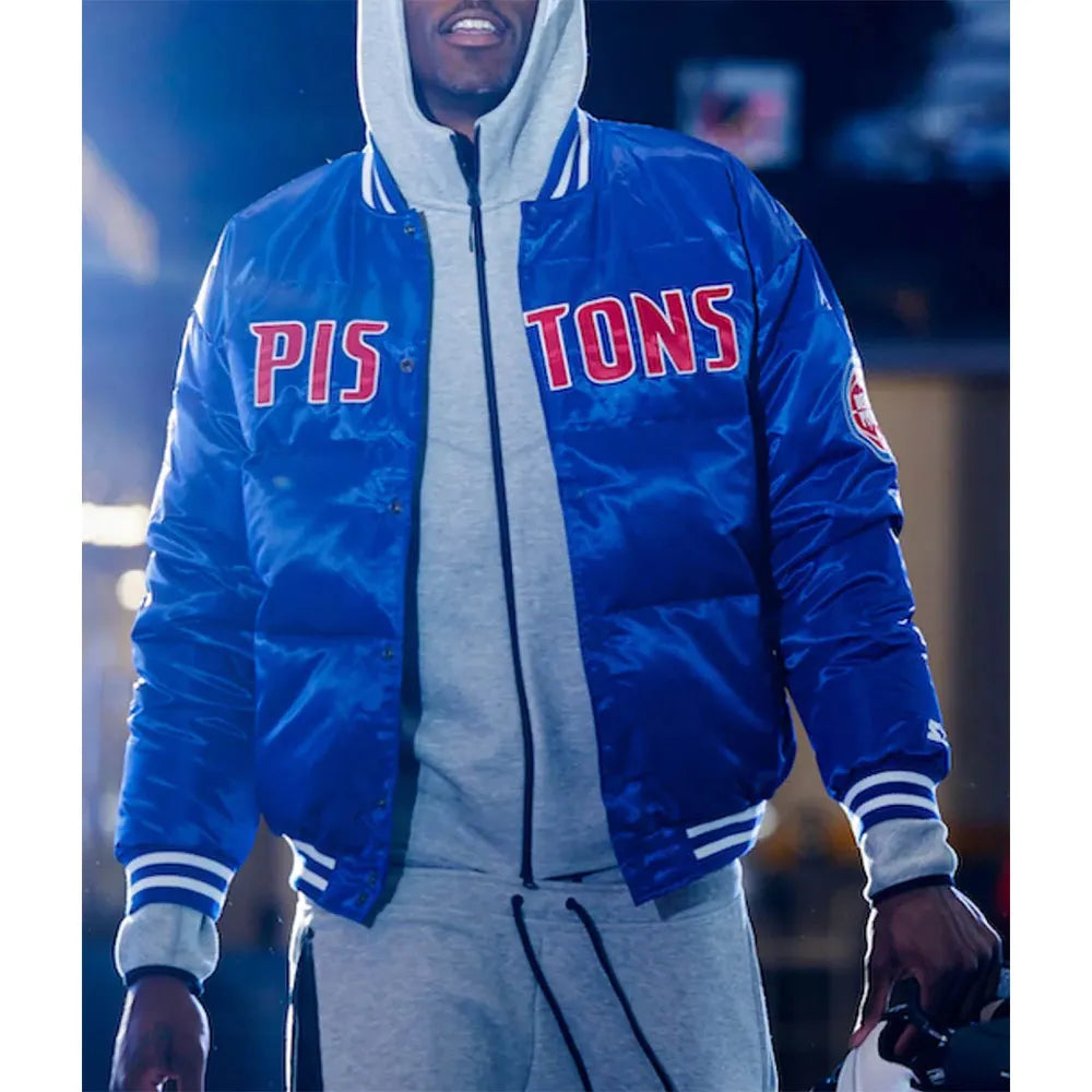 Detroit Pistons Blue Down Bubble Jacket