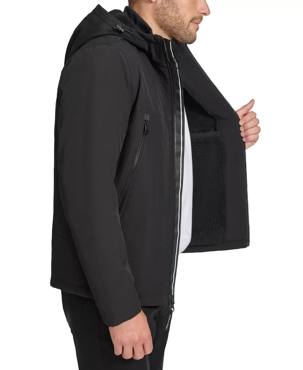 Calvin Klein Men's Faux-Sherpa-Lined Hooded Soft-Shell Jacket
