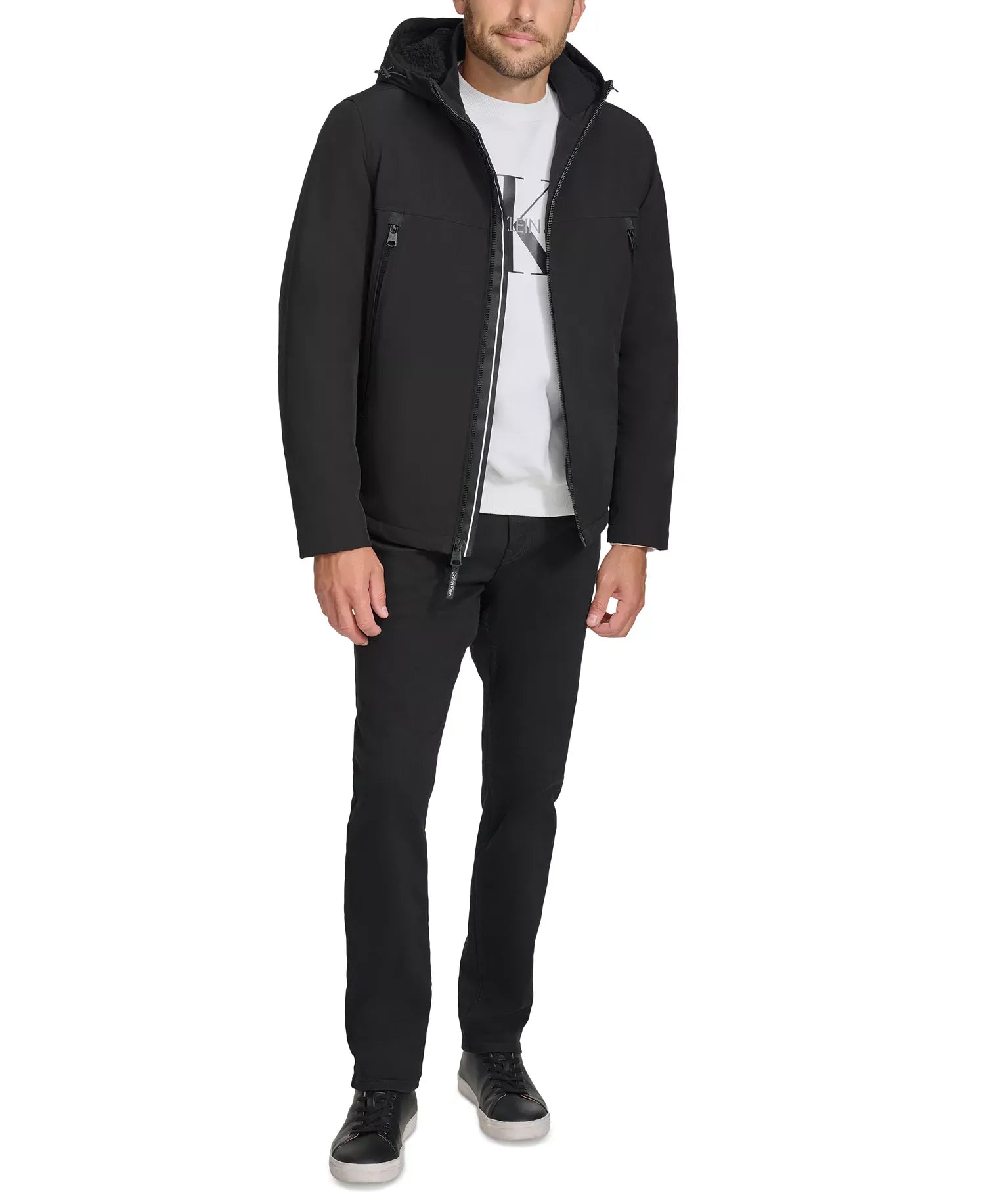 Calvin Klein Men's Faux-Sherpa-Lined Hooded Soft-Shell Jacket