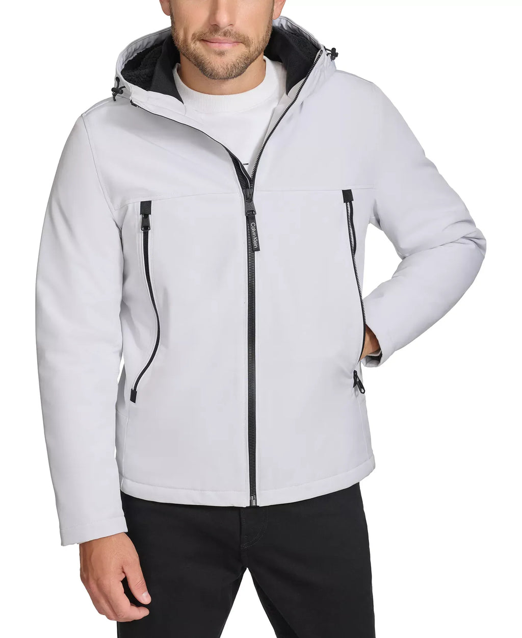 Calvin Klein Men's Faux-Sherpa-Lined Hooded Soft-Shell Jacket