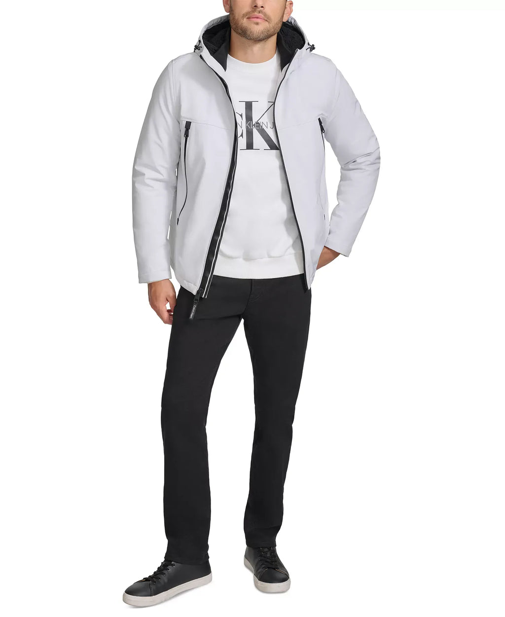 Calvin Klein Men's Faux-Sherpa-Lined Hooded Soft-Shell Jacket