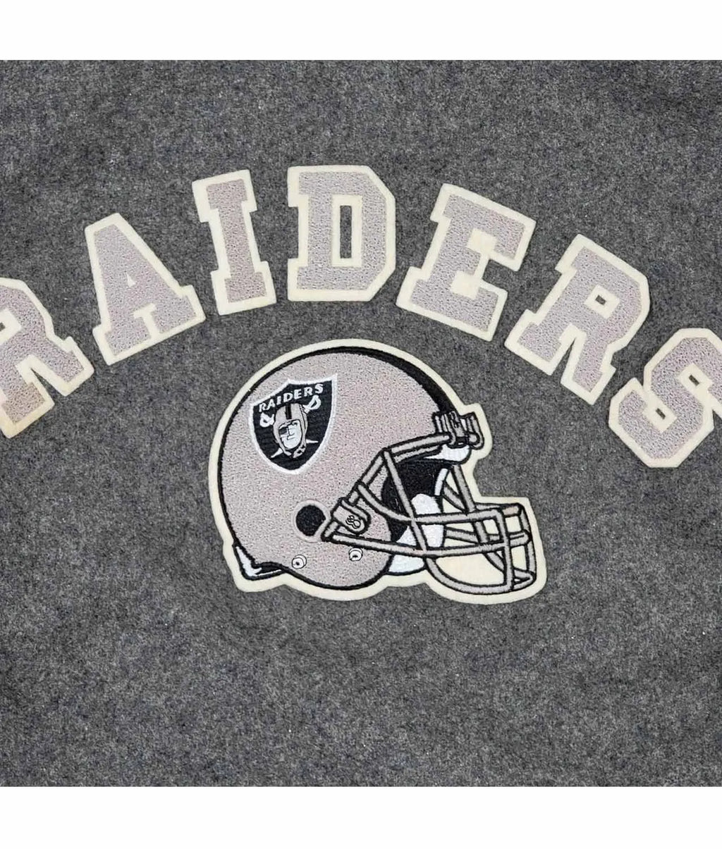 80’s LA Raiders Varsity Gray and Cream Jacket