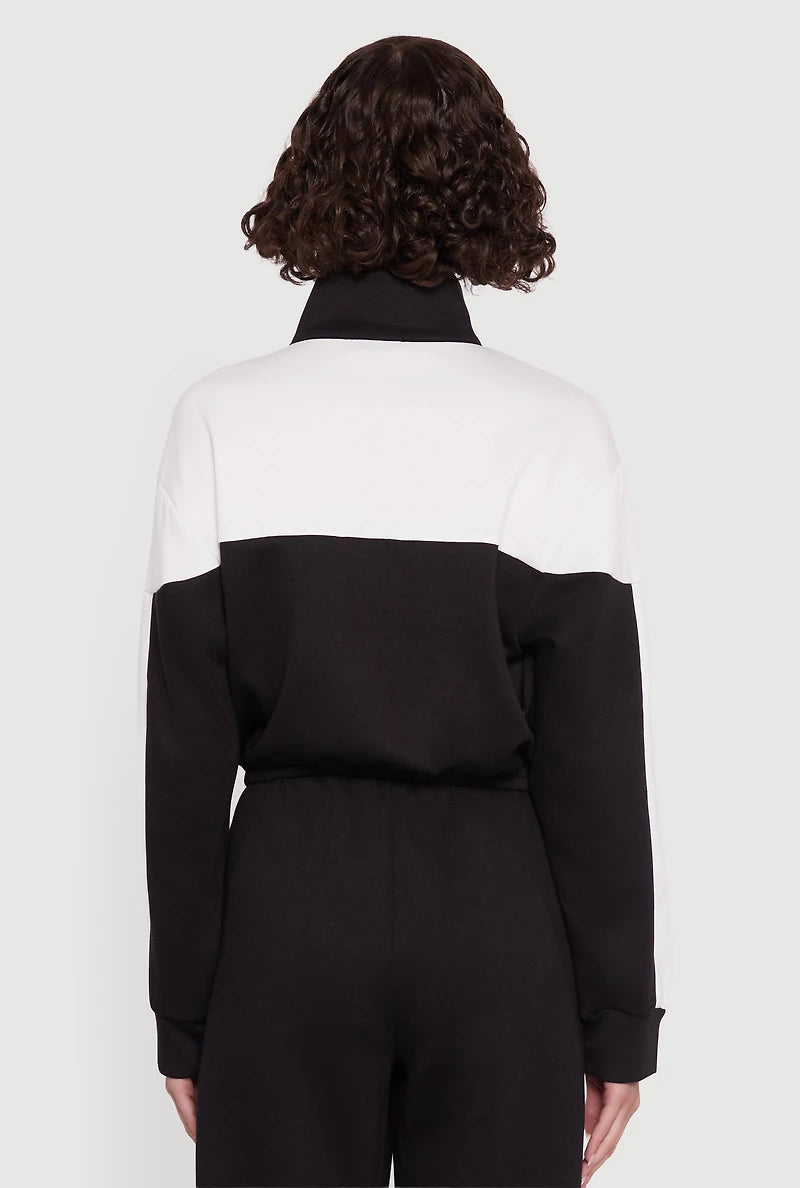 Colorblock Half-Zip Mockneck Sweatshirt