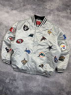 NFL All Over Team Logo Patch Satin Bomber Jacket