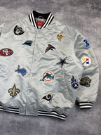 NFL All Over Team Logo Patch Satin Bomber Jacket