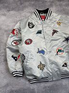 NFL All Over Team Logo Patch Satin Bomber Jacket