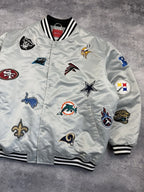 NFL All Over Team Logo Patch Satin Bomber Jacket