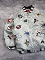 NFL All Over Team Logo Patch Satin Bomber Jacket