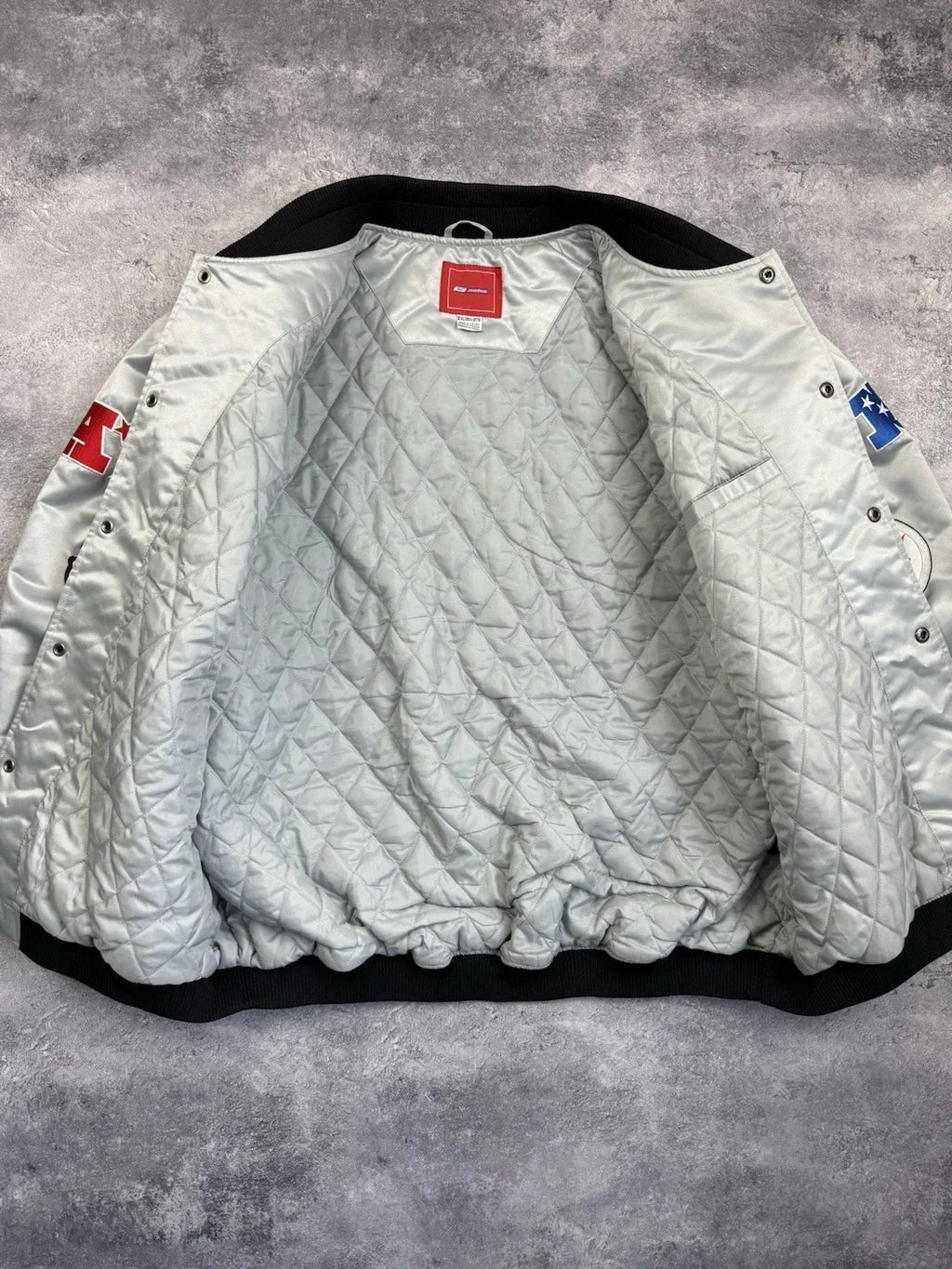 NFL All Over Team Logo Patch Satin Bomber Jacket
