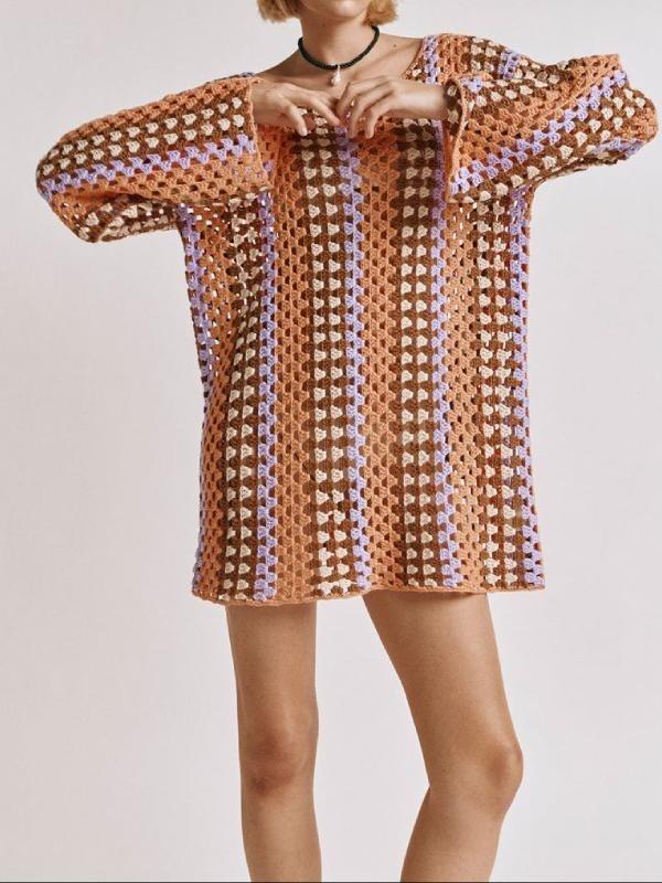 London-Date-Taylor-Swift-Colorful-Striped-Crochet-Mini-Dress