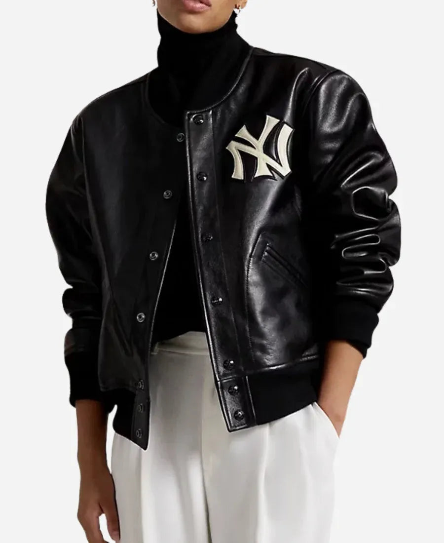Polo Ralph Lauren Yankees Black Leather Jacket