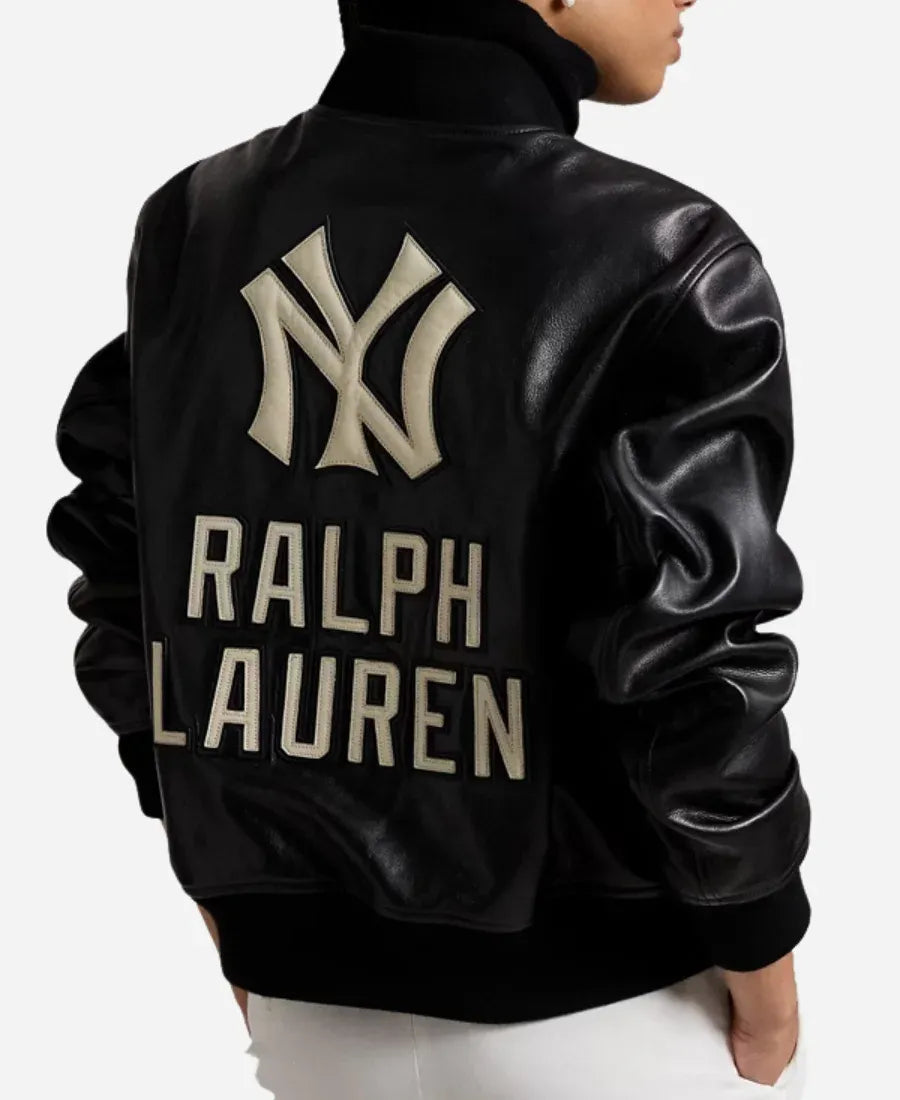Polo Ralph Lauren Yankees Black Leather Jacket