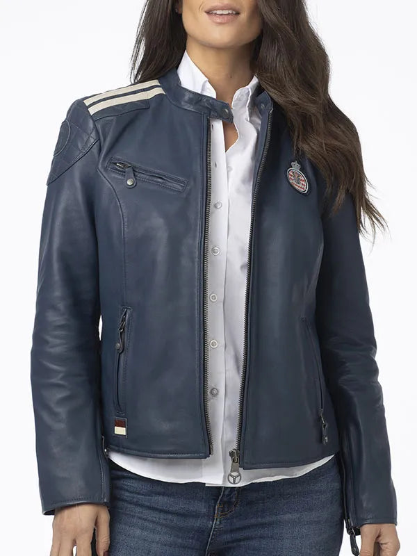 Automobile Club of Monaco Blue Motorcycle Leather Jacket