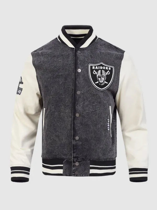 Las Vegas Raiders Rebel Athletics Denim Varsity Jacket
