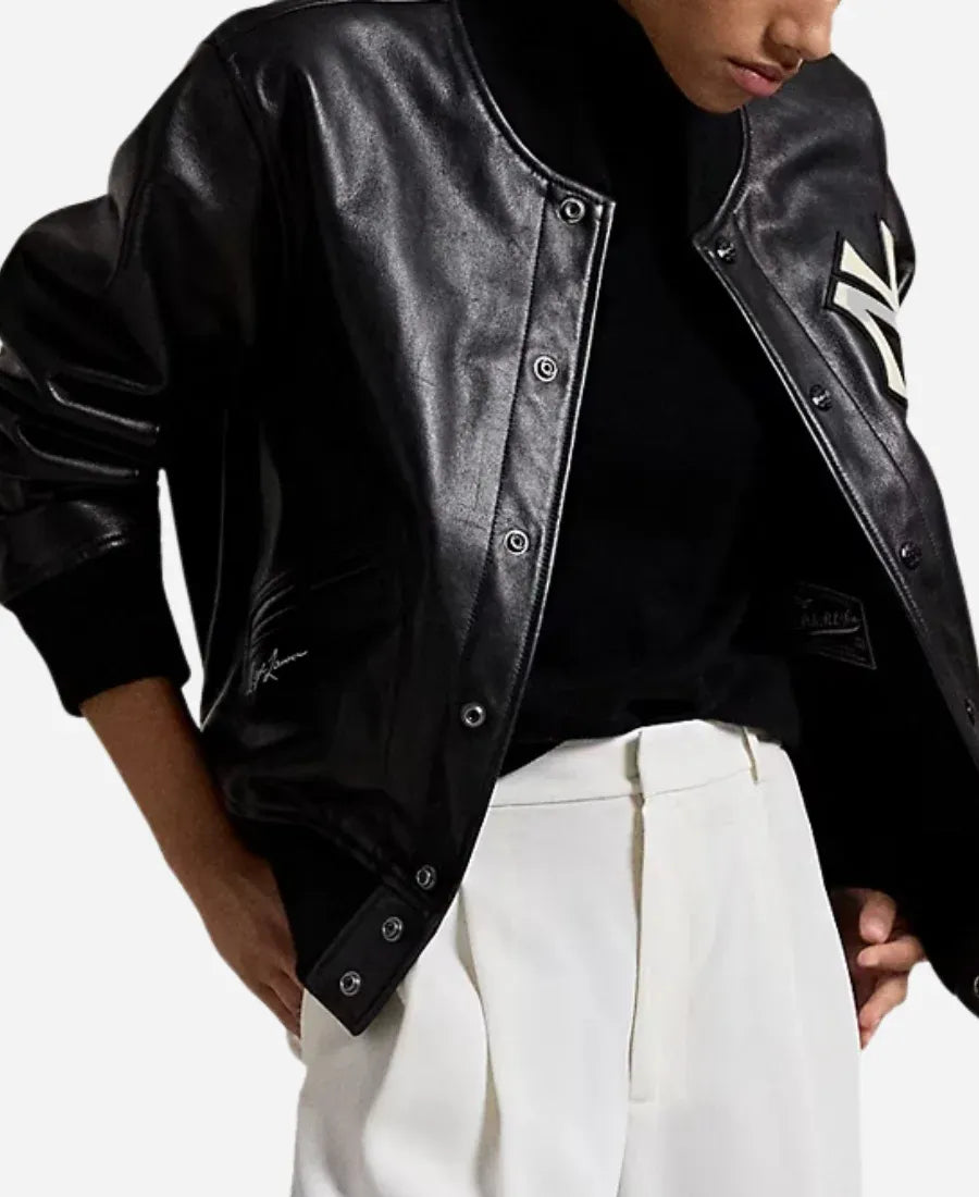 Polo Ralph Lauren Yankees Black Leather Jacket