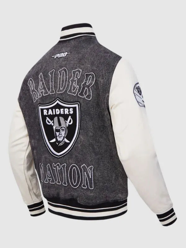 Las Vegas Raiders Rebel Athletics Denim Varsity Jacket