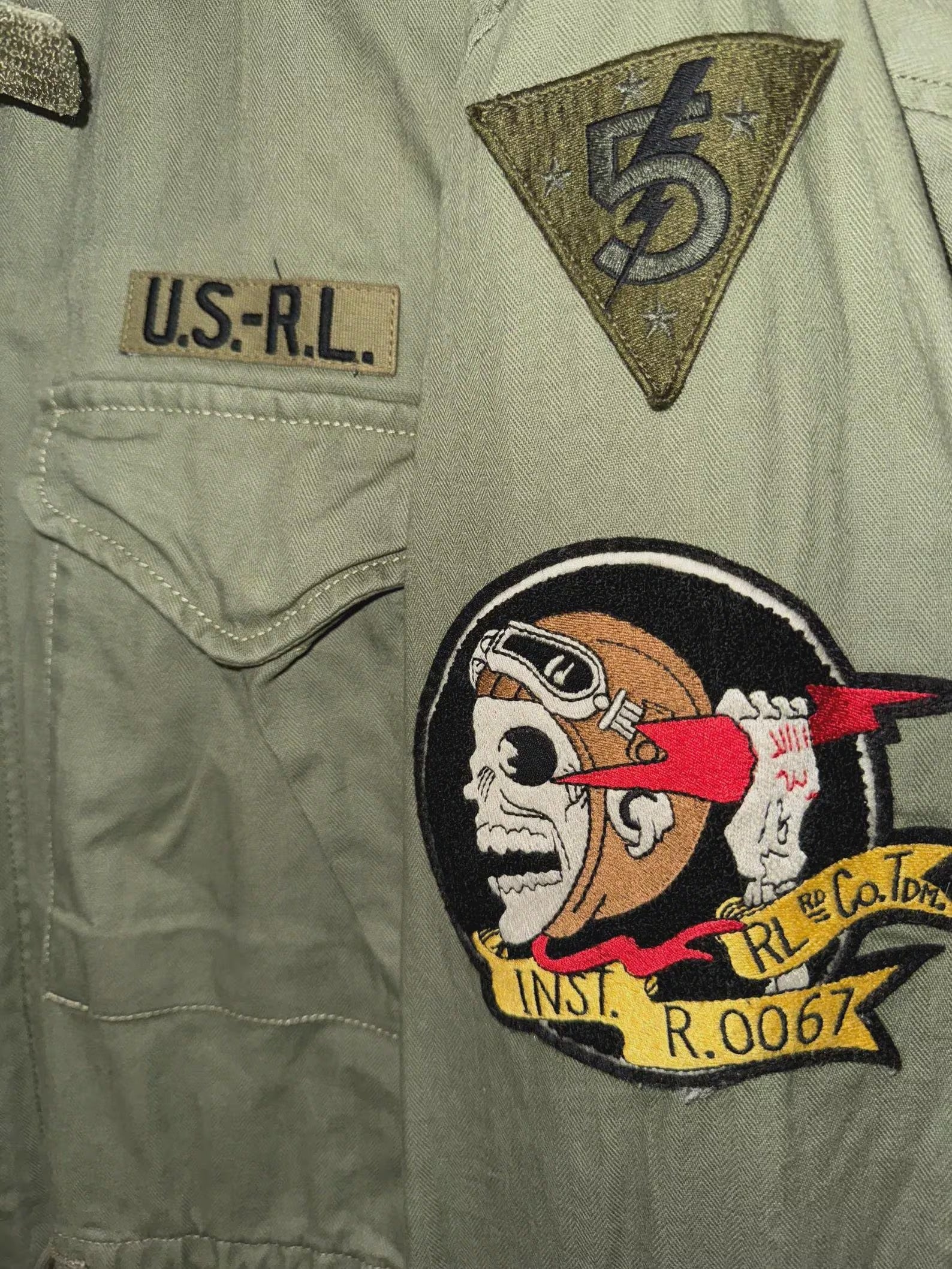 Polo Ralph Lauren M-65 Combat Jacket US-RL Military Army Patch Field
