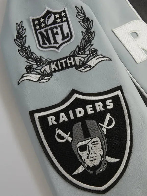 Kith x Jeff Hamilton NFL Raiders Leather Varsity Jacket