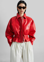 Arden B Red Peplum Leather Jacket