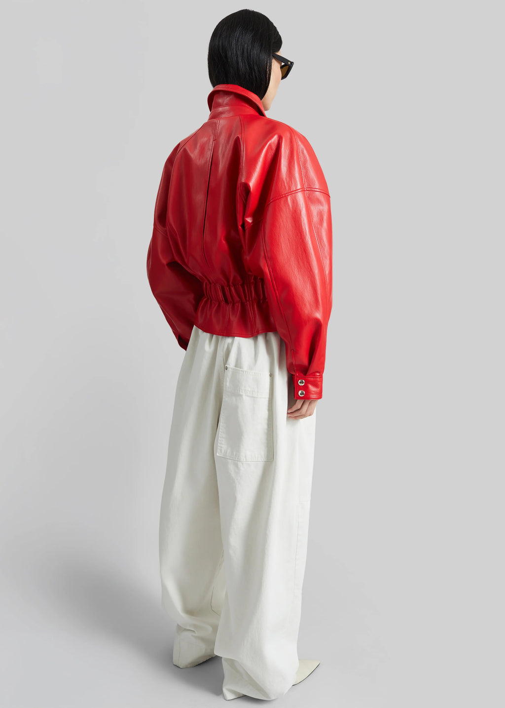 Arden B Red Peplum Leather Jacket