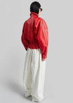Arden B Red Peplum Leather Jacket
