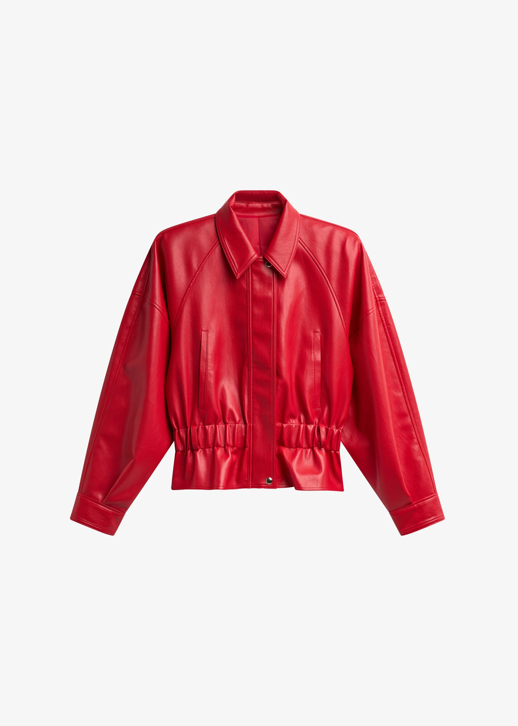 Arden B Red Peplum Leather Jacket