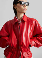 Arden B Red Peplum Leather Jacket