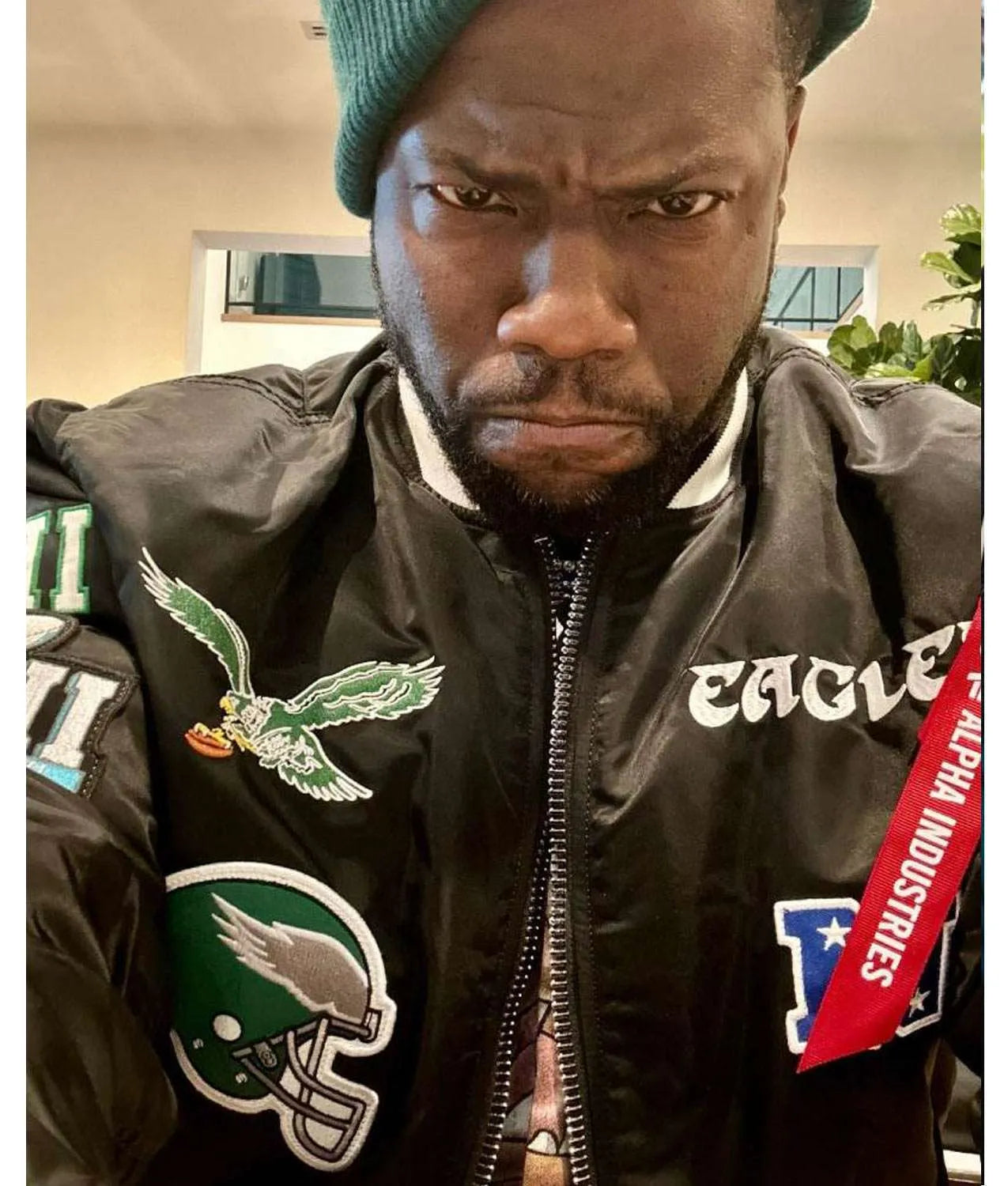 kevin-hart-philadelphia-eagles-satin-jacket