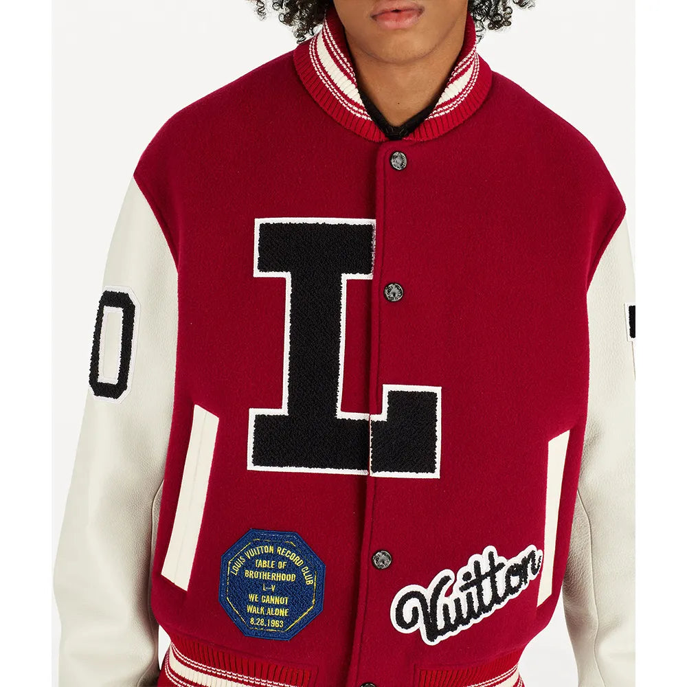 Pop Smoke Louis Vuitton Dreaming Red Varsity Jacket