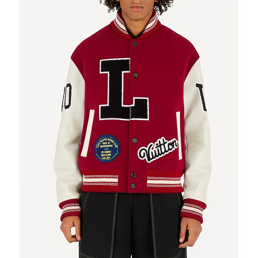 Pop Smoke Louis Vuitton Dreaming Red Varsity Jacket