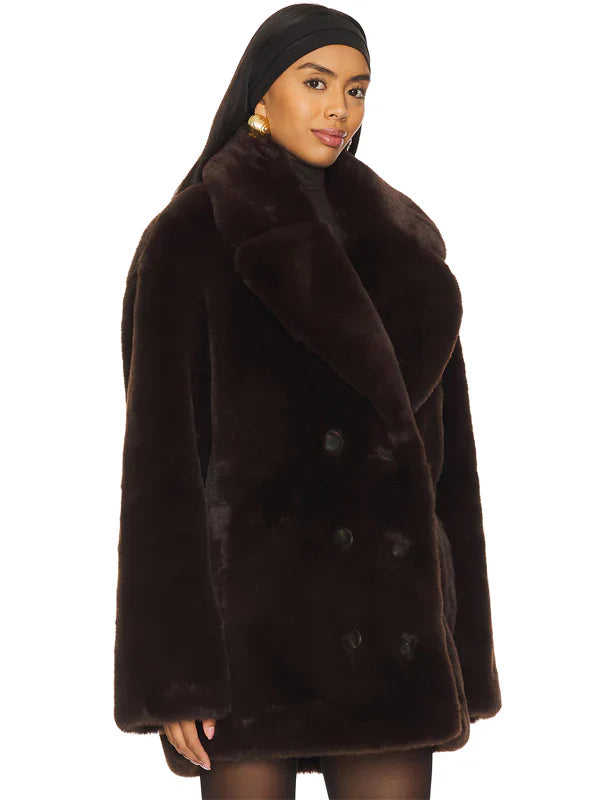 Wainscott Faux Fur Jacket In Brown Lovers And Friends