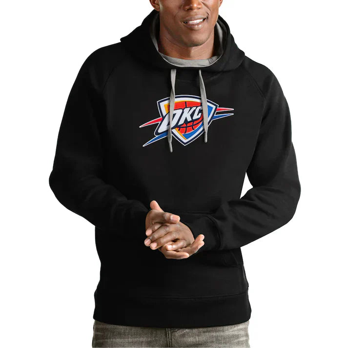 mens antigua black oklahoma city thunder team logo victory pullover hoodie