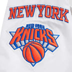 New York Knicks Mashup White Satin Varsity Jacket