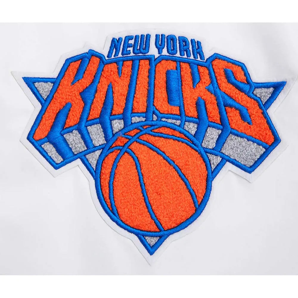 New York Knicks Mashup White Satin Varsity Jacket