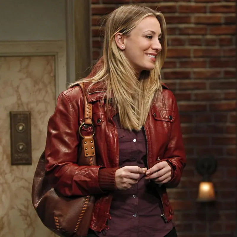 The Big Bang Theory Penny Burgundy Leather Jacket