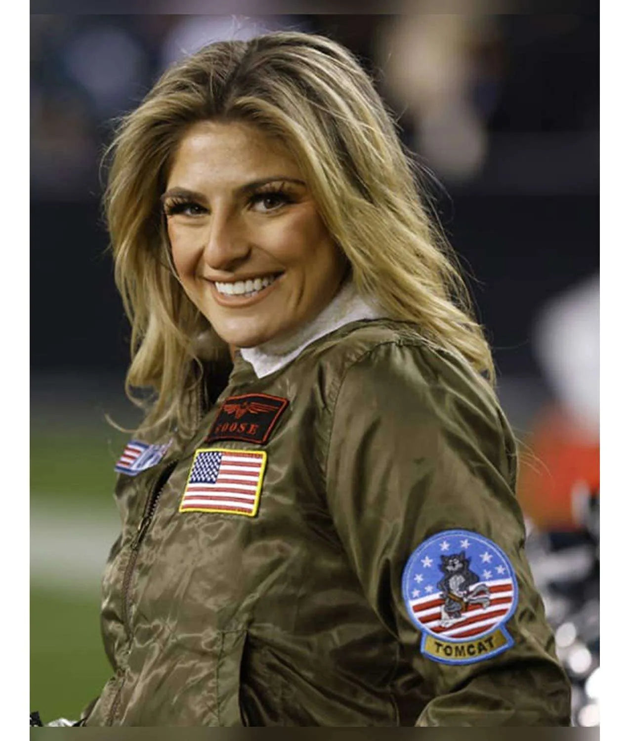 philadelphia-eagles-cheerleaders-top-gun-green-satin-jacket